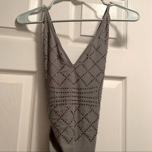 Windsor Gray Mesh Crisscross Bodysuit